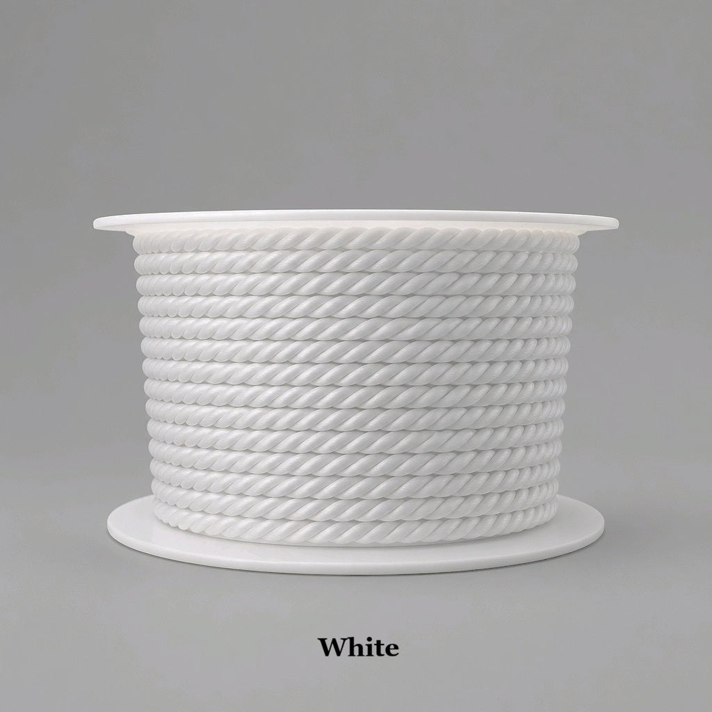 3.5mm white twisted cord made of viscose blend for soutache embroidery and piping, wedding decoration and jewellery