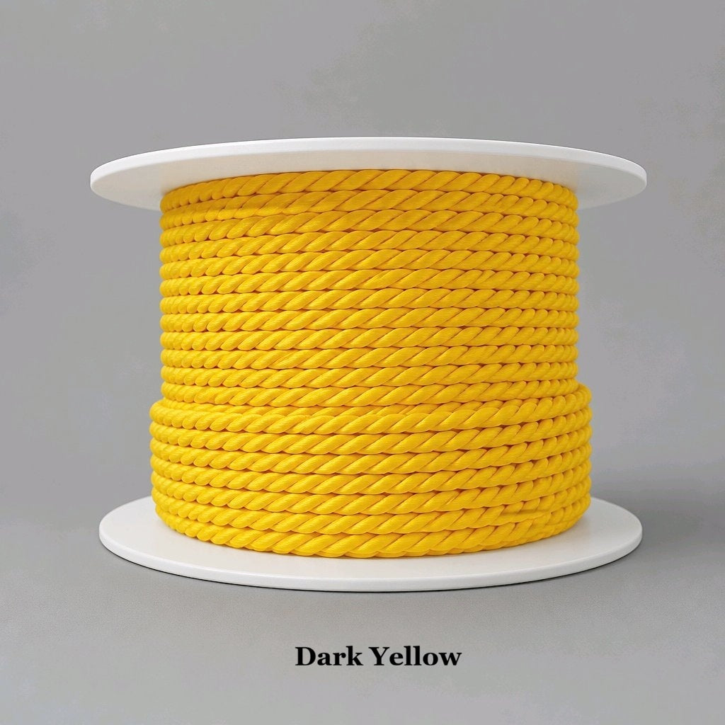 Dark yellow 3.5mm twisted cord, rich amber tone for statement jewellery making, bag accents, and warm home decor trim